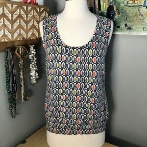 BODEN Knit Camisole Sweater Vest Top Womens size 10 Blue Gray & Purple Geometric